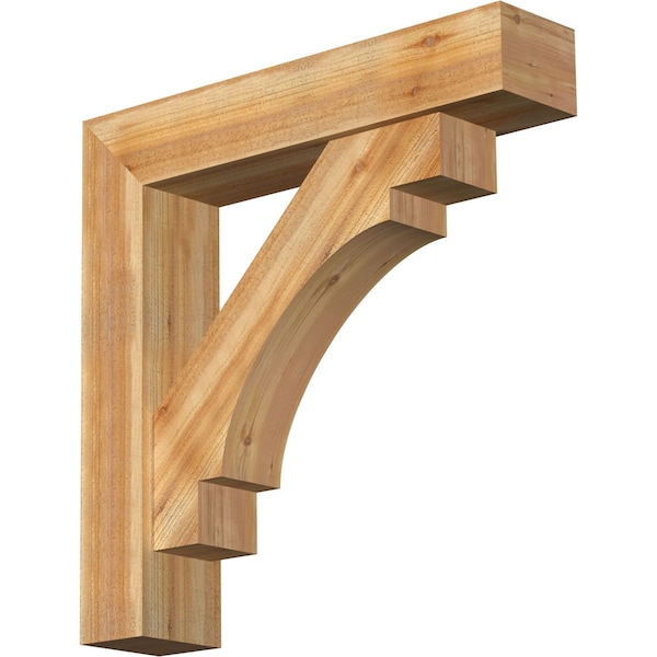 Ekena Millwork Merced Block Rough Sawn Bracket w/ Offset Brace, Western Red Cedar, 8"W x 38"D x 38"H BKT0806X38X38MRC05RWR - main